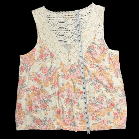 Lucky Brand Crochet Lace Floral Tank Top - Size Medium - Picture 3 of 9